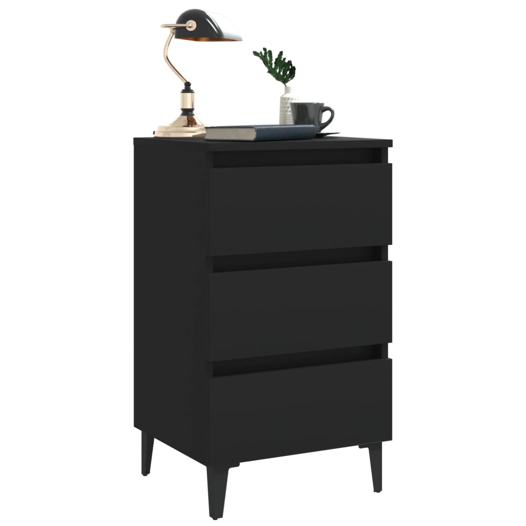 Galleria Design Bed Cabinet with Metal Legs 2 pcs Black 40x35x69 cm