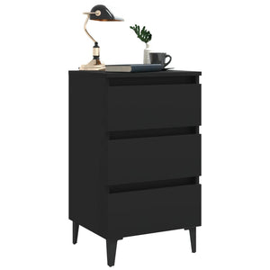 Galleria Design Bed Cabinet with Metal Legs 2 pcs Black 40x35x69 cm