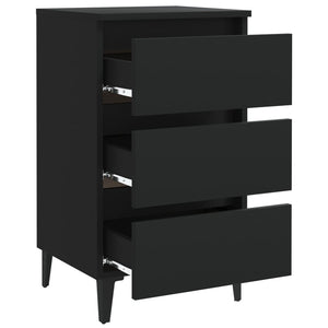 Galleria Design Bed Cabinet with Metal Legs 2 pcs Black 40x35x69 cm