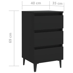 Galleria Design Bed Cabinet with Metal Legs 2 pcs Black 40x35x69 cm