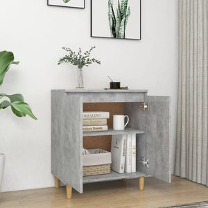 Galleria Design Sideboard&Solid Wood Legs Concrete Grey 60x35x70 cm Engineered Wood