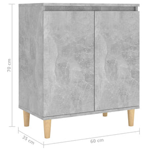 Galleria Design Sideboard&Solid Wood Legs Concrete Grey 60x35x70 cm Engineered Wood