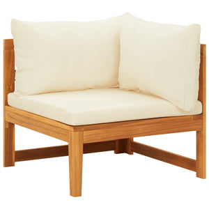 Galleria Design Corner Sofa with Cream White Cushions Solid Acacia Wood