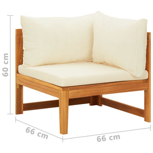 Galleria Design Corner Sofa with Cream White Cushions Solid Acacia Wood