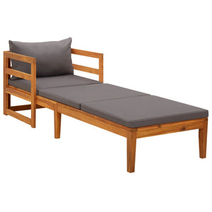 Galleria Design Sun Lounger with Dark Grey Cushions Solid Acacia Wood