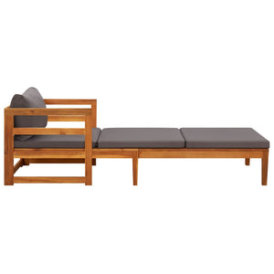 Galleria Design Sun Lounger with Dark Grey Cushions Solid Acacia Wood