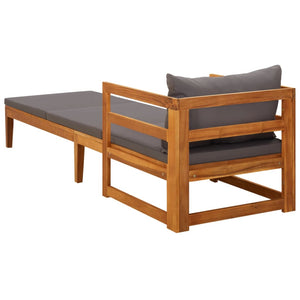 Galleria Design Sun Lounger with Dark Grey Cushions Solid Acacia Wood