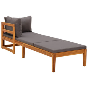 Galleria Design Sun Lounger with 1 Armrest Dark Grey Solid Acacia Wood