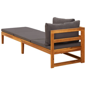 Galleria Design Sun Lounger with 1 Armrest Dark Grey Solid Acacia Wood