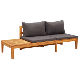 Galleria Design Garden Bench with Table Dark Grey Cushions Solid Acacia Wood