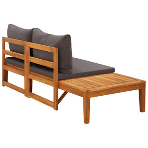 Galleria Design Garden Bench with Table Dark Grey Cushions Solid Acacia Wood