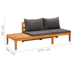 Galleria Design Garden Bench with Table Dark Grey Cushions Solid Acacia Wood