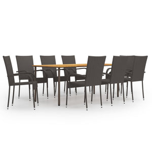 Galleria Design 9 Piece Garden Dining Set Poly Rattan Brown