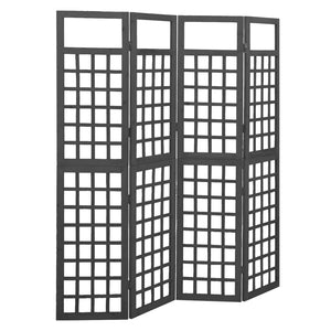 Galleria Design 4-Panel Room Divider/Trellis Solid Fir Wood Black 161x180 cm