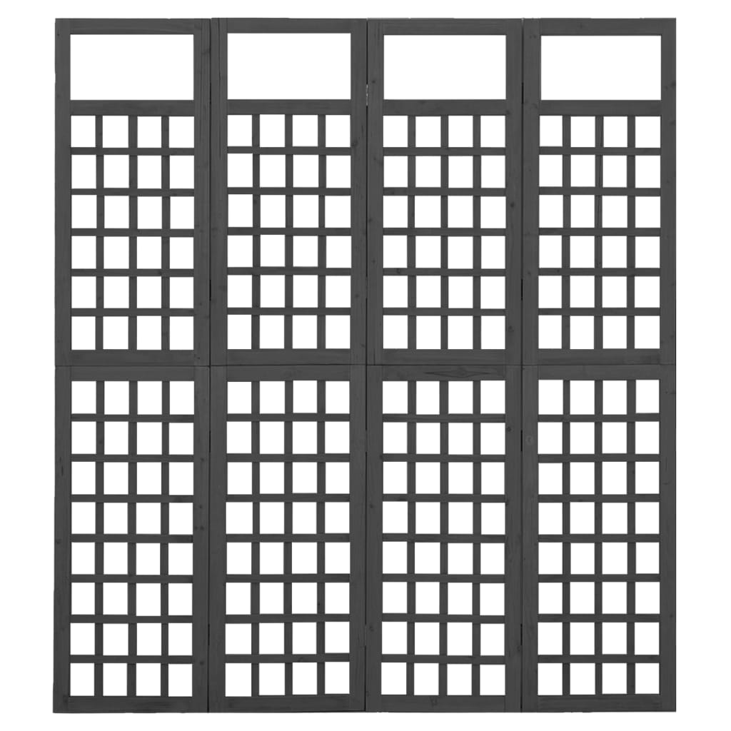 Galleria Design 4-Panel Room Divider/Trellis Solid Fir Wood Black 161x180 cm