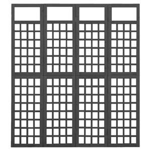 Galleria Design 4-Panel Room Divider/Trellis Solid Fir Wood Black 161x180 cm