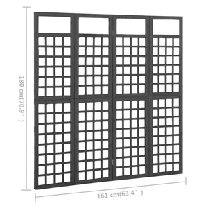 Galleria Design 4-Panel Room Divider/Trellis Solid Fir Wood Black 161x180 cm