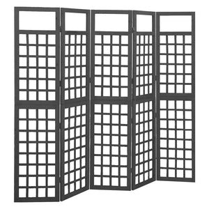 Galleria Design 5-Panel Room Divider/Trellis Solid Fir Wood Black 201.5x180 cm