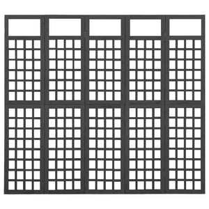 Galleria Design 5-Panel Room Divider/Trellis Solid Fir Wood Black 201.5x180 cm