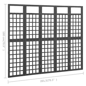 Galleria Design 5-Panel Room Divider/Trellis Solid Fir Wood Black 201.5x180 cm