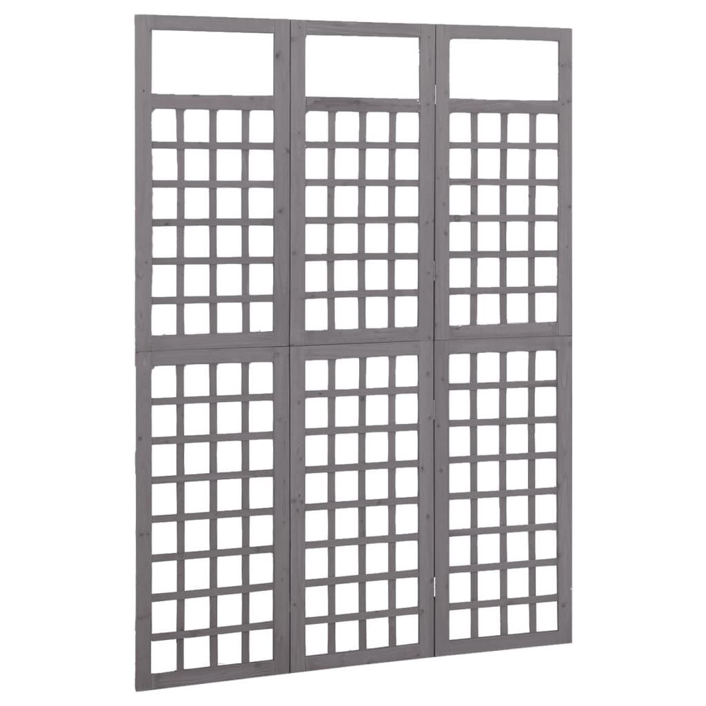 Galleria Design 3-Panel Room Divider/Trellis Solid Fir Wood Grey 121x180 cm