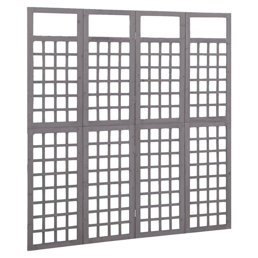 Galleria Design 4-Panel Room Divider/Trellis Solid Fir Wood Grey 161x180 cm