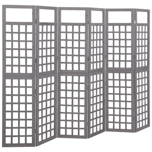 Galleria Design 6-Panel Room Divider/Trellis Solid Fir Wood Grey 242.5x180 cm