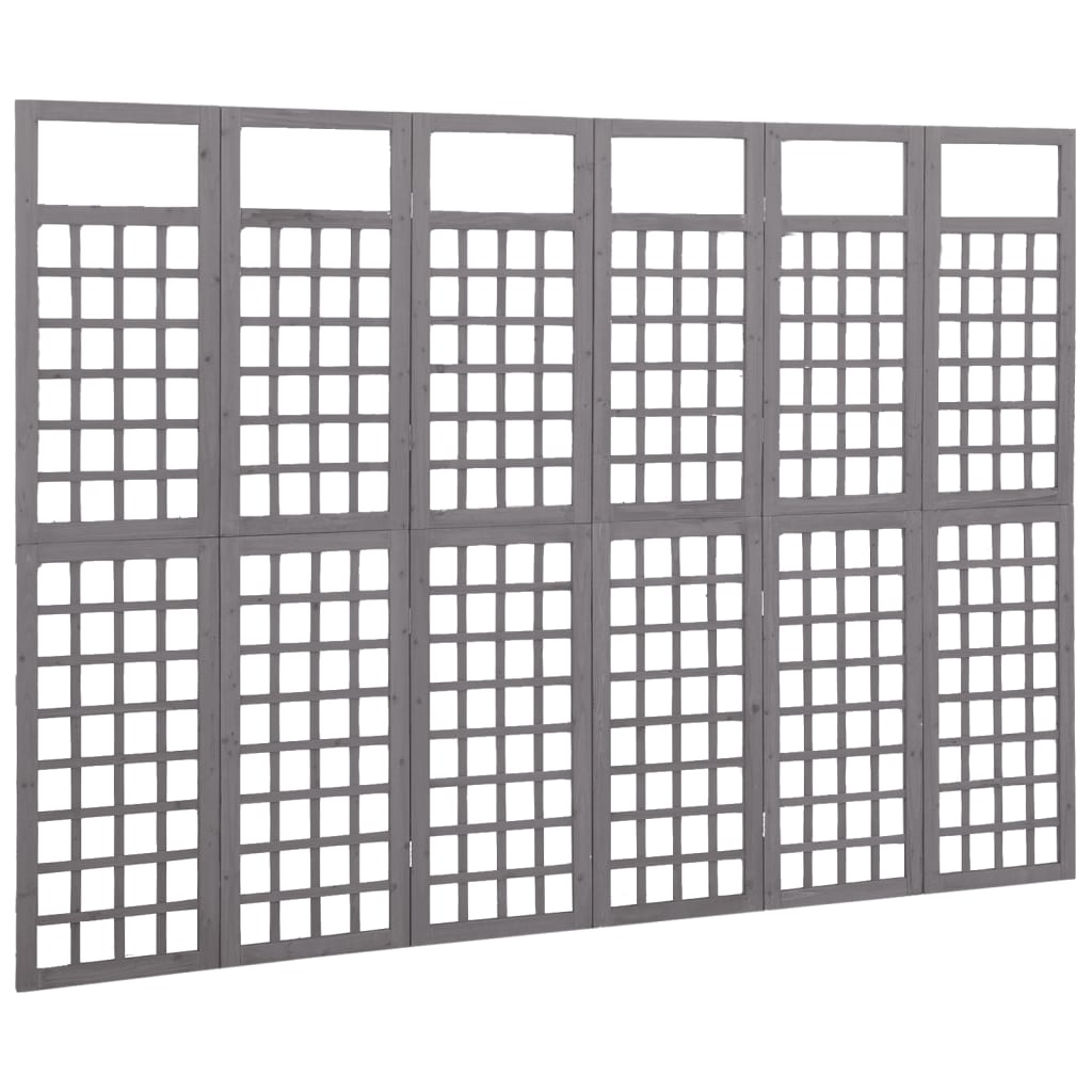 Galleria Design 6-Panel Room Divider/Trellis Solid Fir Wood Grey 242.5x180 cm