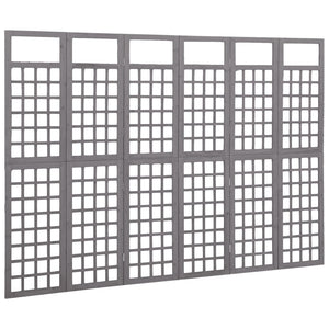 Galleria Design 6-Panel Room Divider/Trellis Solid Fir Wood Grey 242.5x180 cm