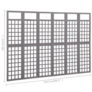 Galleria Design 6-Panel Room Divider/Trellis Solid Fir Wood Grey 242.5x180 cm