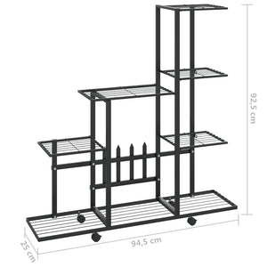 Galleria Design Flower Stand with Wheel 94.5x25x92.5 cm Black Metal