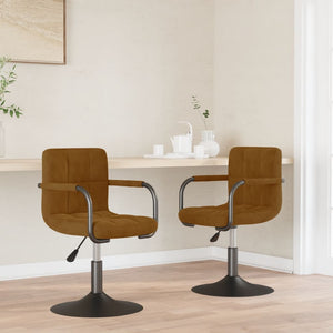 Galleria Design Swivel Dining Chairs 2 pcs Brown Velvet