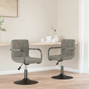 Galleria Design Swivel Dining Chairs 2 pcs Light Grey Velvet