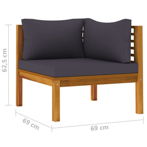 Galleria Design 2 Piece Sofa Set with Dark Grey Cushions Solid Acacia Wood