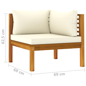 Galleria Design Sectional Corner Sofa with Cream White Cushion Acacia Wood