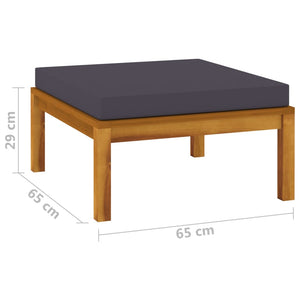 Galleria Design Footrest with Dark Grey Cushion Solid Acacia Wood