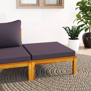 Galleria Design Footrest with Dark Grey Cushion Solid Acacia Wood