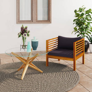 Galleria Design Garden Chair with Dark Grey Cushions Solid Acacia Wood