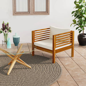 Galleria Design Garden Chair with Cream White Cushions Solid Acacia Wood