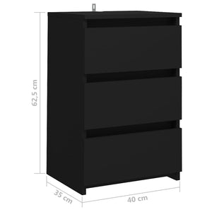 Galleria Design Bed Cabinet Black 40x35x62.5 cm Engineered Wood