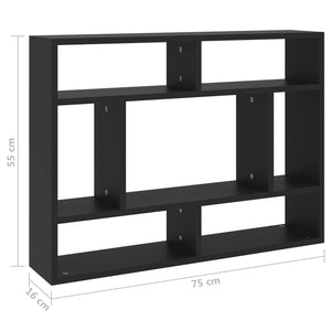 Galleria Design Wall Shelf Black 75x16x55 cm Engineered Wood