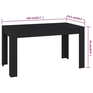 Galleria Design Dining Table Black 140x74.5x76 cm Engineered Wood