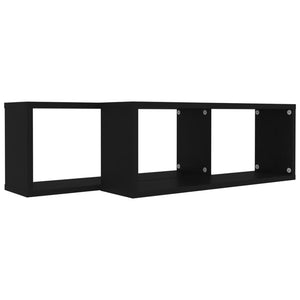 Galleria Design Wall Cube Shelf 2 pcs Black 60x15x23 cm Engineered Wood