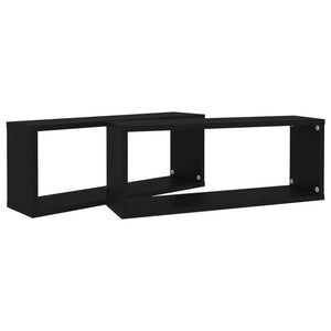 Galleria Design Wall Cube Shelf 2 pcs Black 60x15x23 cm Engineered Wood