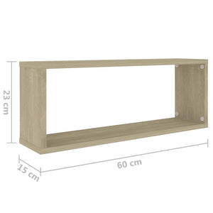 Galleria Design Wall Cube Shelf 2 pcs Sonoma Oak 60x15x23 cm Engineered Wood