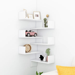 Galleria Design Wall Corner Shelf 2 pcs White 40x40x50 cm Engineered Wood