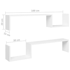 Galleria Design Wall Shelf 2 pcs White 100x15x20 cm Engineered Wood