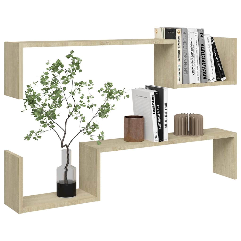 Galleria Design Wall Shelf 2 pcs Sonoma Oak 100x15x20 cm Engineered Wood