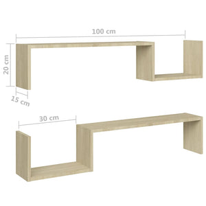 Galleria Design Wall Shelf 2 pcs Sonoma Oak 100x15x20 cm Engineered Wood