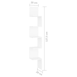 Galleria Design Wall Corner Shelf White 20x20x127.5 cm Engineered Wood